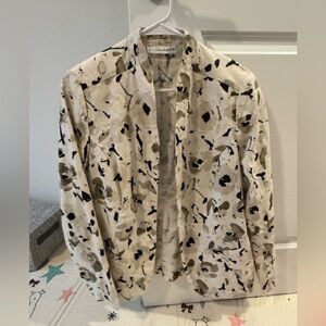 Sag Harbor Women's Cream and Black Patterned Blazer